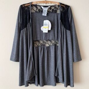 Lots of Love by Speechless Lace Inset Knit Shrug